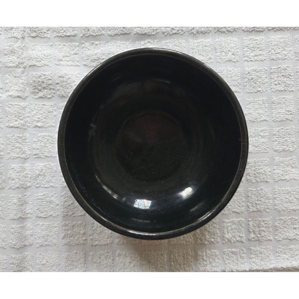 Vintage McCoy USA Pottery Black Gloss Ceramic Round Bowl Mid Century Modern